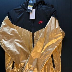 Nike Black and Gold Windbreaker Jacket